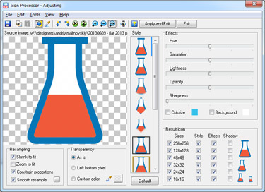 Icon - Parametern abstimmen