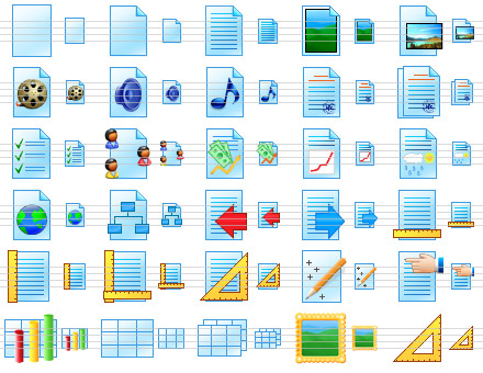 Icons representing various kinds of documents and operations with them